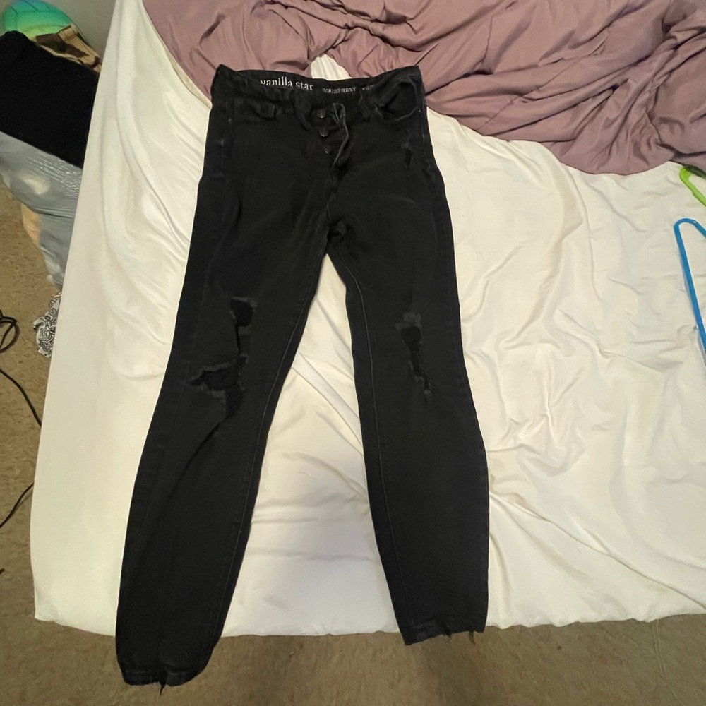 Black High Rise Jeans with 4 buttons